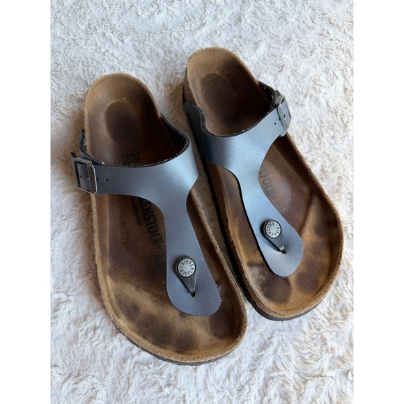 Birkenstock Shoes - Birkenstock Gizeh Birko-Flor Steel Blue Grey Thong Sandals 38 7 7.5